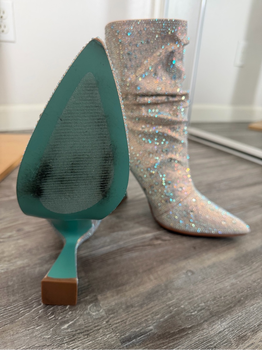 Betsey Johnson Crystal-Studded heeled boots - Picture 4 of 5